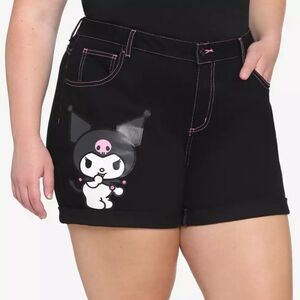 Contrast Stitch Black Kuromi Junior Mom Shorts